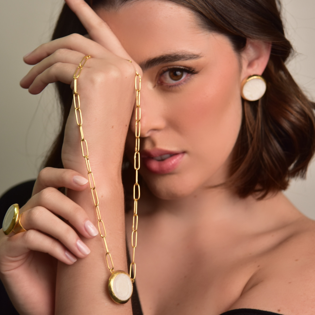 Handcrafted Bilbao Earrings in bronze with a 24-karat gold plating