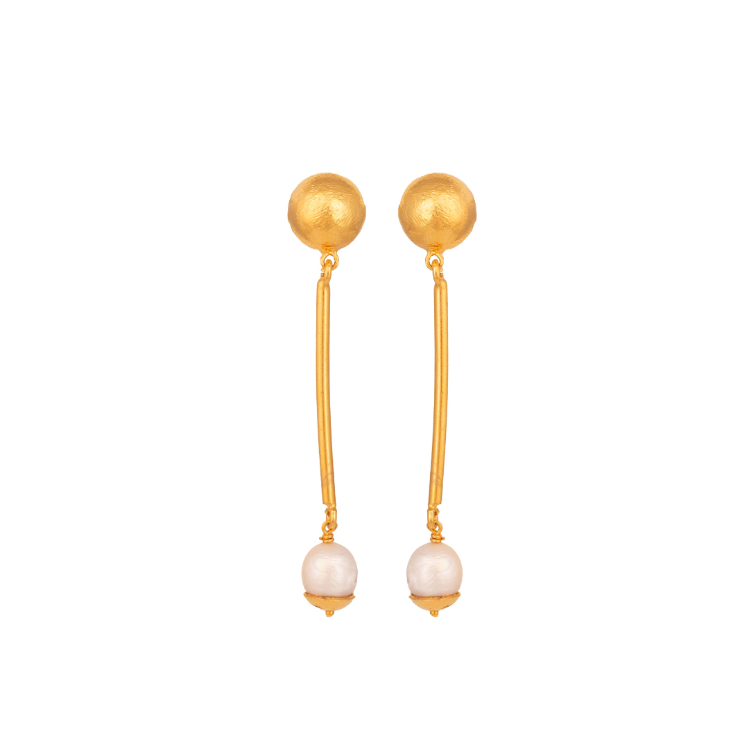 Handcrafted Jewelry by Colombian Artisans: Bronze with 24 Karat Gold Plating and cultured pearl