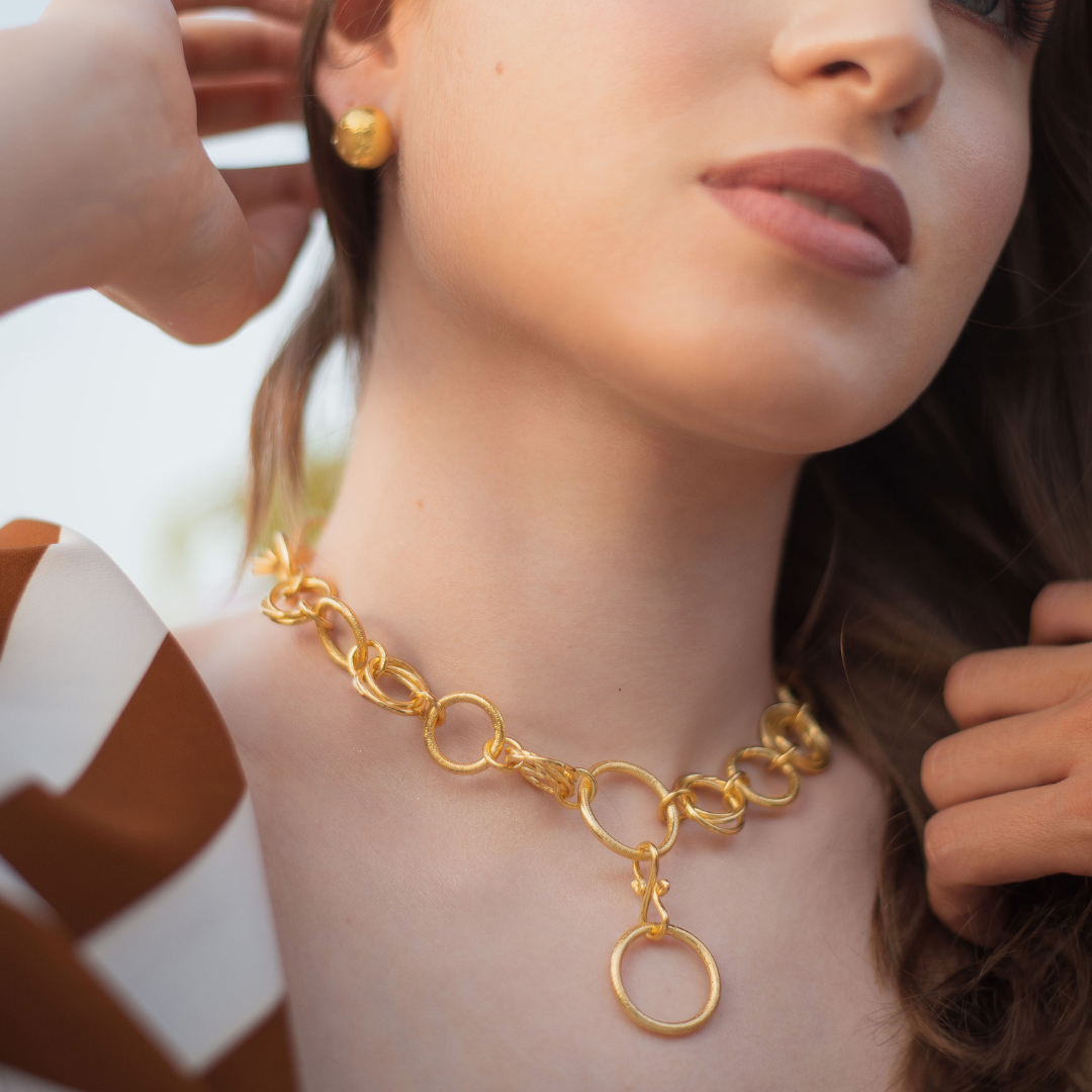Handcrafted Carlotta Choker in bronze with a 24-karat gold plating