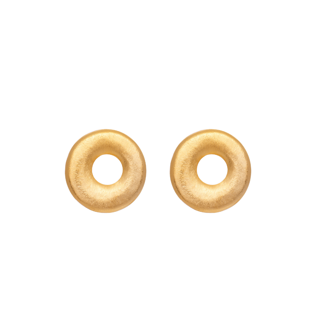 Handcrafted Cirdo Earrings in bronze with a 24-karat gold plating..