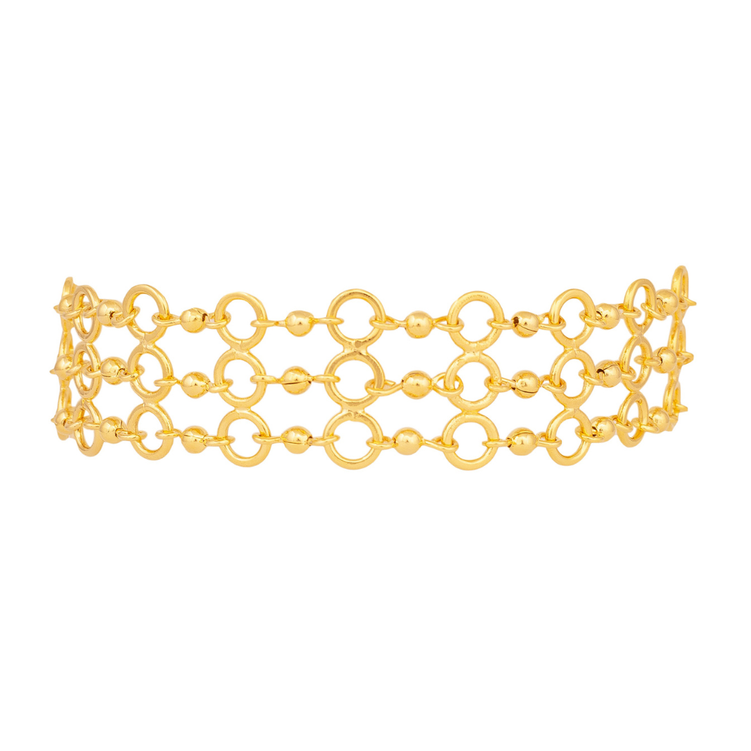Handcrafted Trizos Choker in bronze with a 24-karat gold plating