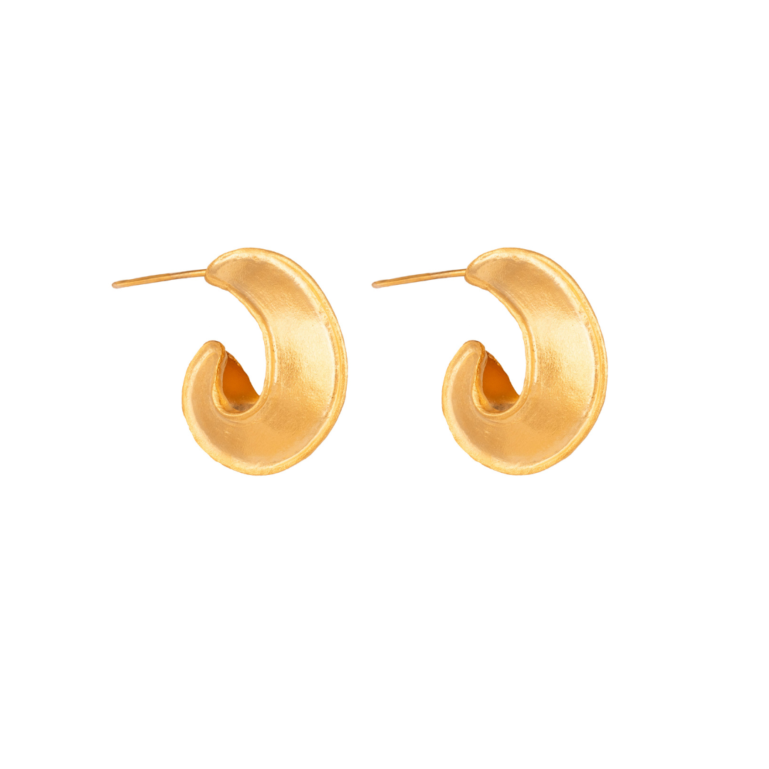 The Nutty Hoop earrings are handmade by Colombian artisans in bronze with 24-karat gold plating.